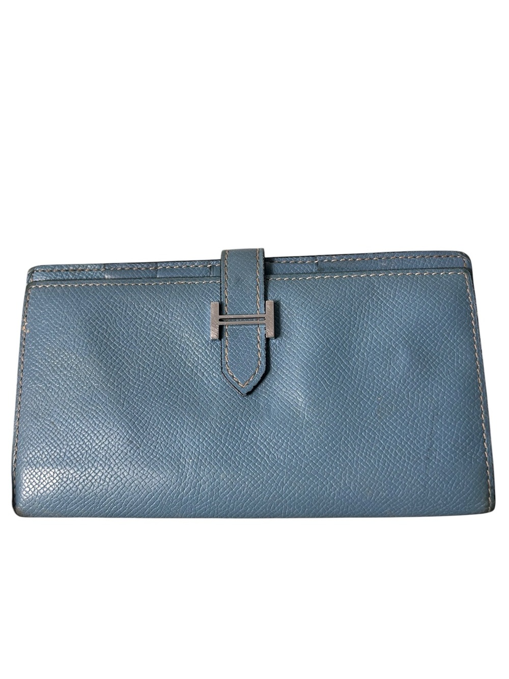 Hermès Béarn Long Wallet Blue Epsom Leather Palladium H Hardware Made in France